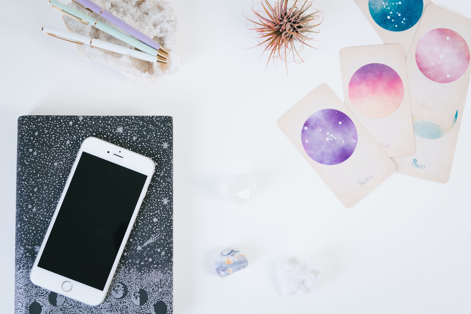 Phone and tarot cards